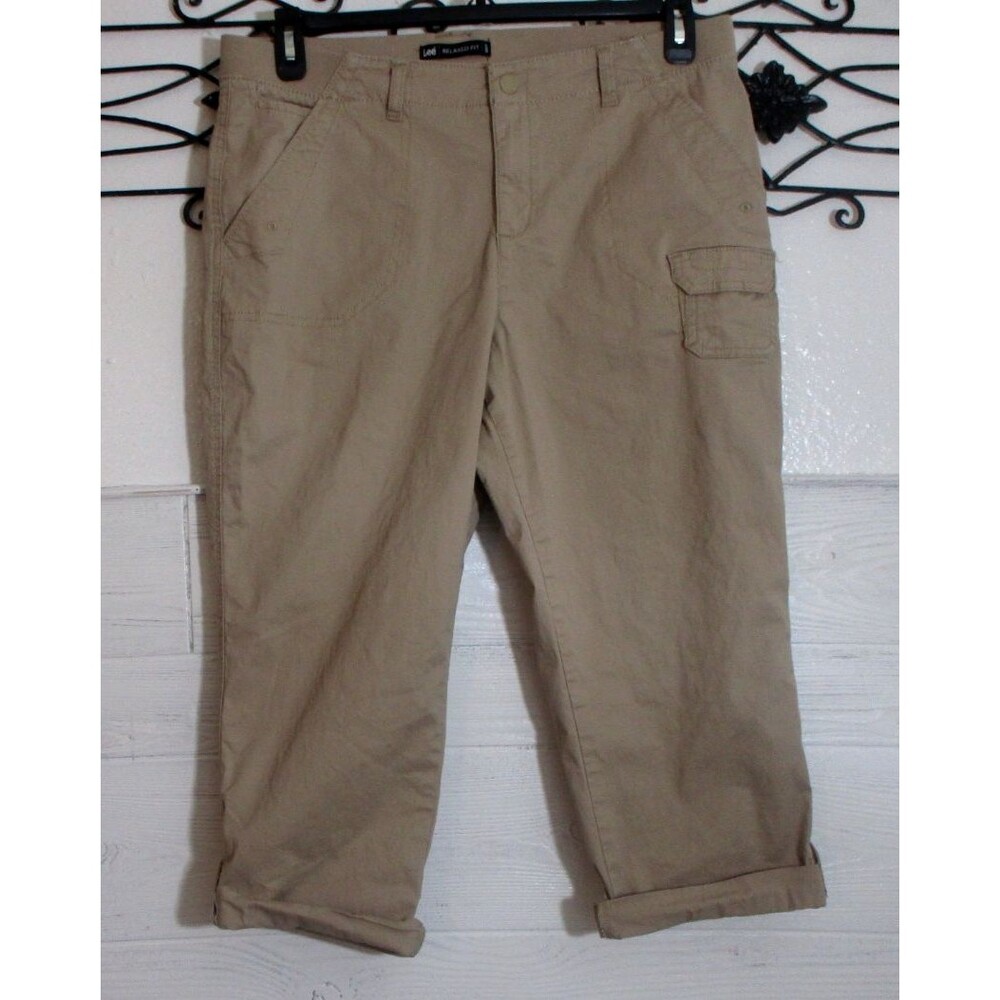 Lee Cargo Capri Pants Women's Size 12 Tan Tapered Leg
